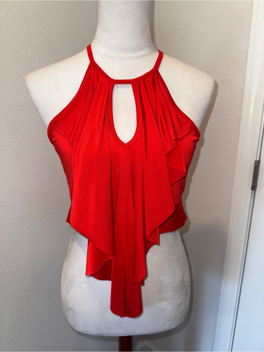 Love Culture Red Halter Keyhole Ruffle Camisole